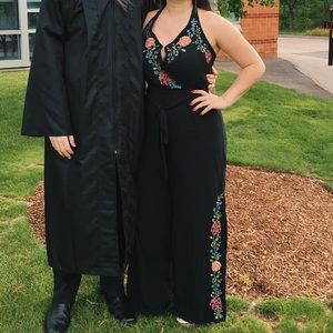 Black Floral Halter Jumpsuit